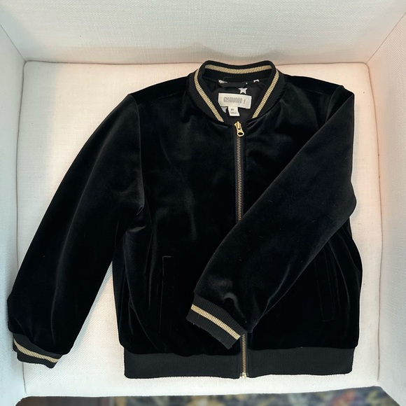 Black Velvet Bomber Jacket Gold Lining- adorable! - Picture 4 of 8